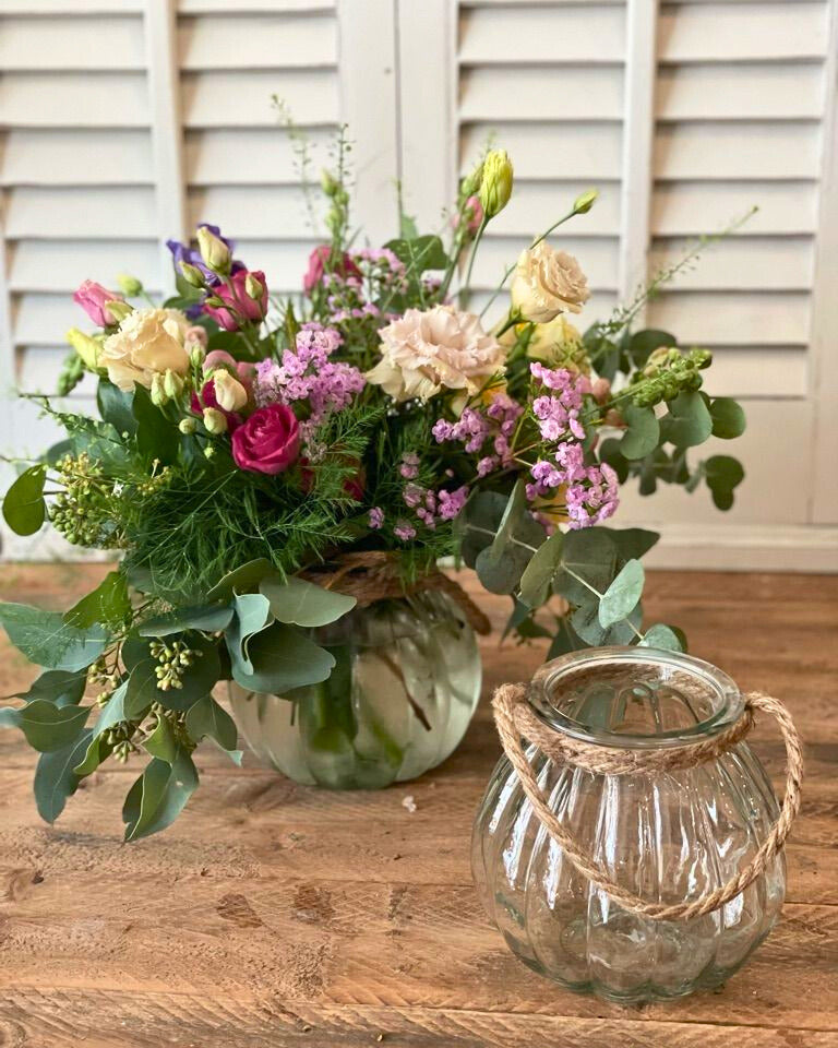 Farol con Mix de Flores